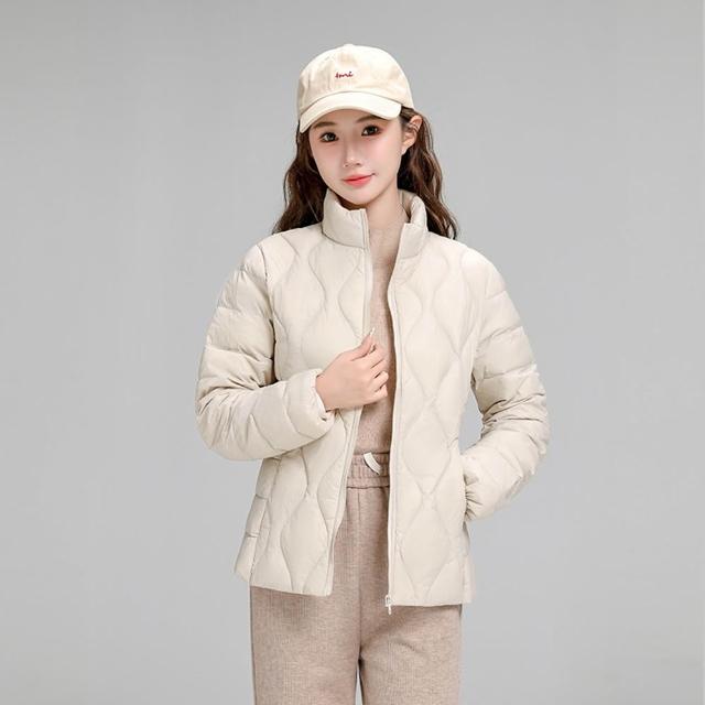 【巴黎精品】買一送一 現貨限搶 真羽絨90%白鴨絨輕羽絨外套保暖外套輕量羽絨衣(立領夾克女外套6色a1hd5)