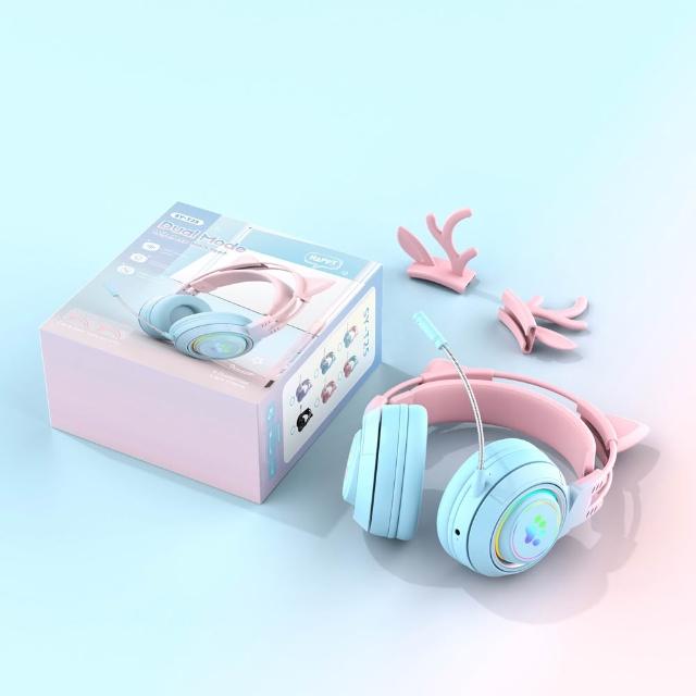 萌動音域無線雙模藍牙耳機（可拆式貓耳/鹿角/耳罩式/萌系耳機/電競耳機/遊戲/英語學習）