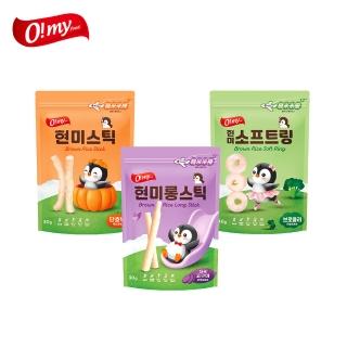 【O!MY FOOD 歐邁福】糙米米捲/棒/圈x2入組(紫地瓜風味30g/南瓜風味30/花椰菜風味40g)