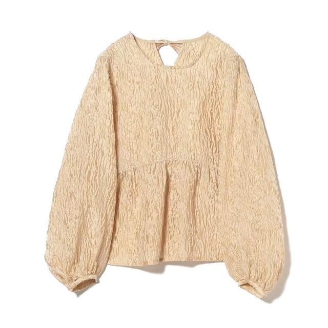 【BEAMS】官方旗艦館 Ray BEAMS / 女裝 緹花 抓皺 拼接 圓領 上衣