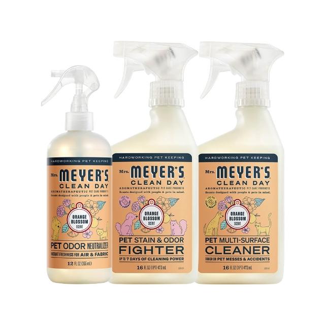 【Mrs.Meyers 梅耶夫人】貓用貓專科組合 贈貓咪除臭護毛噴霧(空氣清新 硬質表面 布類清潔)