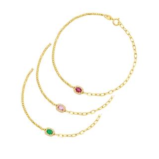 【JR.L JEWELRY】18K金 春日花徑 天然寶石K金手鍊