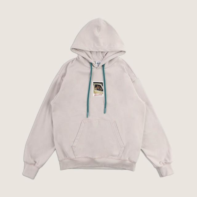 【Herschel】官方直營 男款女款 小熊拍立得長袖帽T 淺卡其色/深藍色