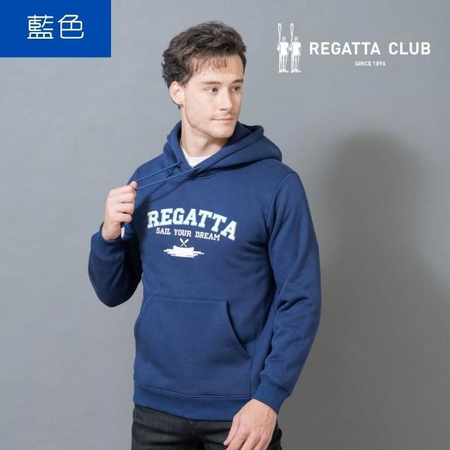 【Regatta Club】立體刺繡厚磅長袖連帽上衣 (百貨男裝/帽T/日常休閒運動/二色任選)